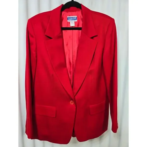 VINTAGE PENDLETON Womens Skirt Suit - Jacket Size 12, Skirt Size 10 Red Wool